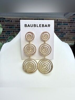 NWT BaubleBar Cascading Spiral rhinestone earrings